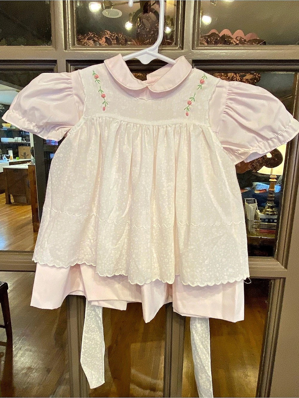 Vintage Petit Ami Style 6012 Floral Smocked Dress Set in Pink Baby 18 mos Like N